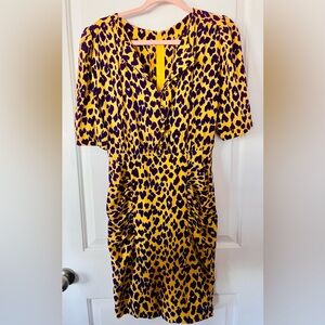 Leopard Print Yellow & Deep Purple Vintage Dress - Size 5/6